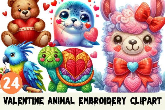 Valentine Animal Embroidery Clipart Review
